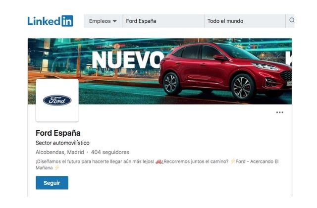 perfil de LinkedIn de Ford España