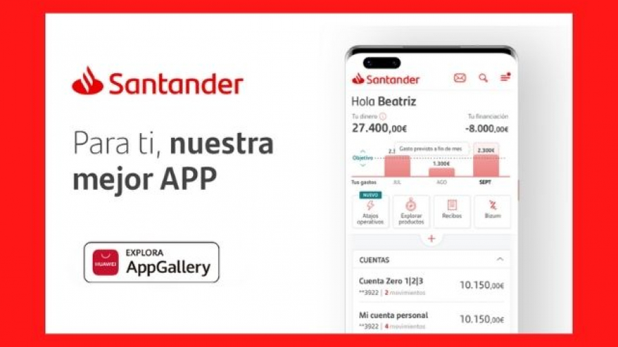 la app del Santander ya está disponible en la plataforma AppGallery
