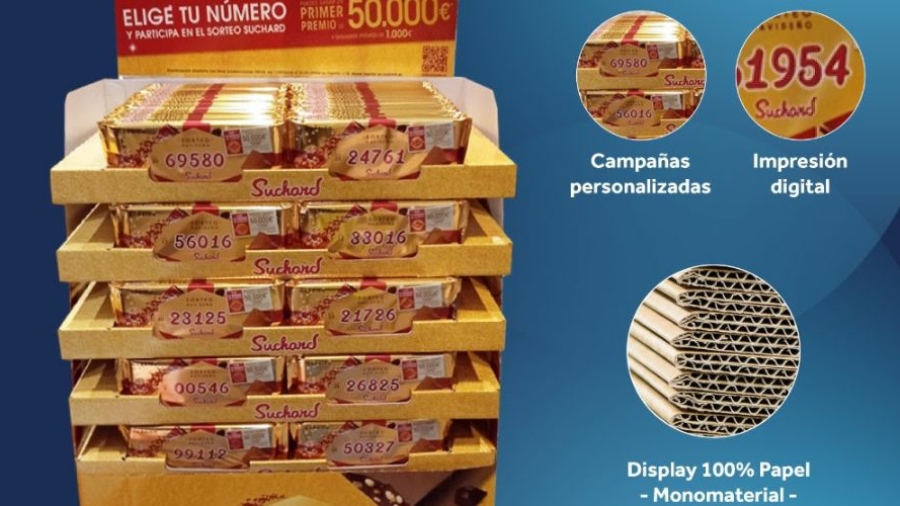 expositor de la campaña de Navidad 2025 de Suchard