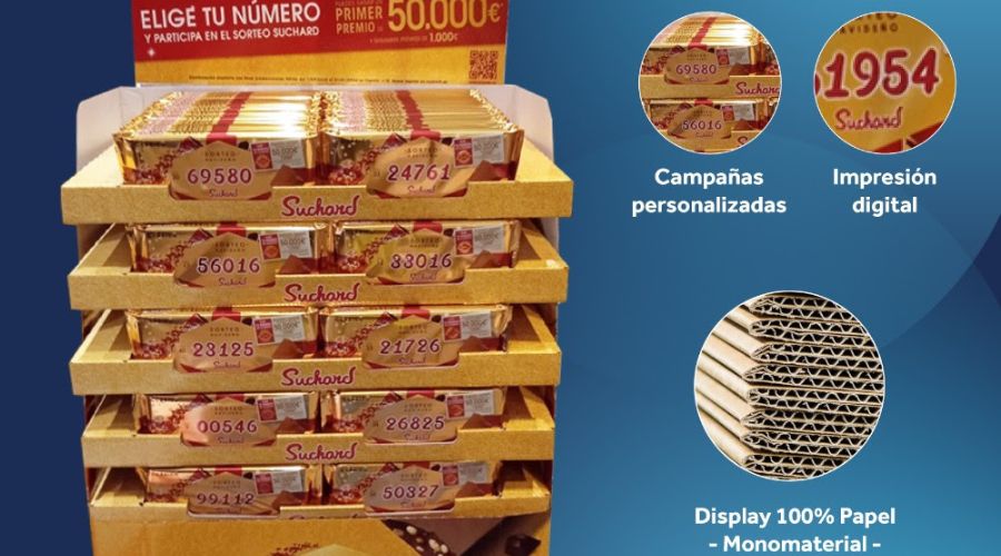expositor de la campaña de Navidad 2025 de Suchard