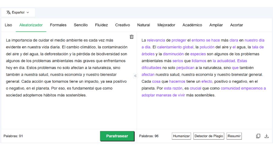 parafraseador con IA de Editpad
