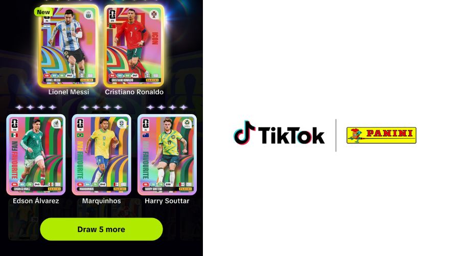 TikTok y Panini lanzan una colección de cromos digitales para la Copa Mundial de la FIFA 2026