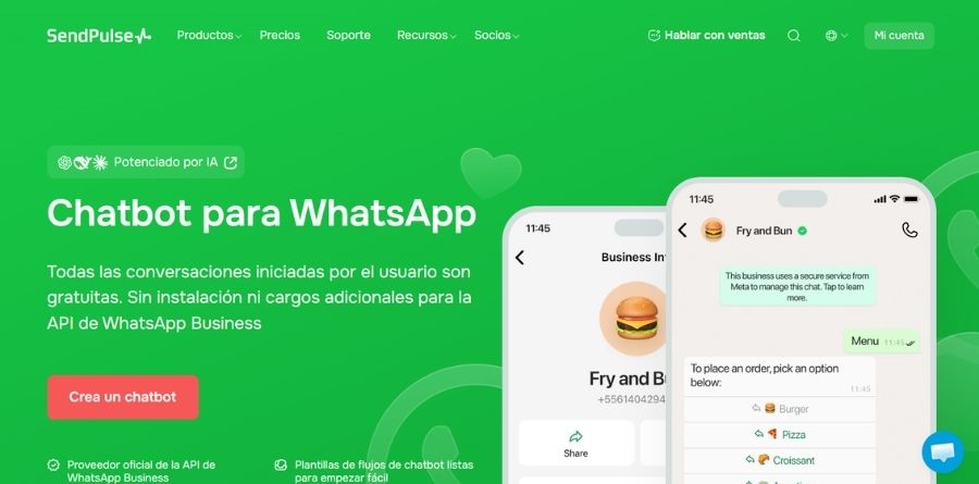chatbot para WhatsApp de Sendpulse